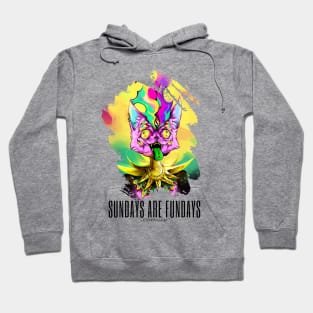 Techno cat - Sundays are Fundays - Catsondrugs.com - rave, edm, festival, techno, trippy, music, 90s rave, psychedelic, party, trance, rave music, rave krispies, rave flyer Hoodie